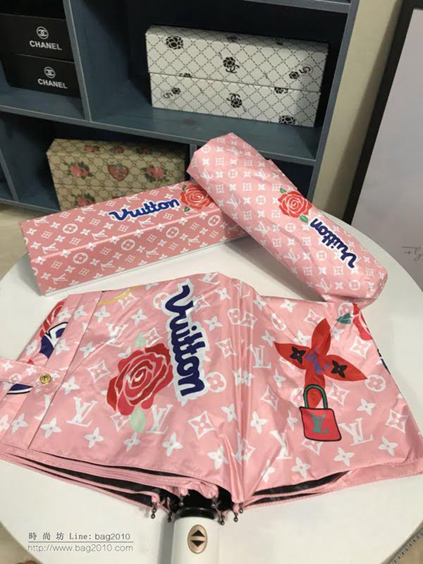 LV路易威登傘 超爆款 極品LV 2019火爆自動傘 四葉草 玫瑰花圖案 自動晴雨傘 防曬隔熱 防紫外線  zm1048